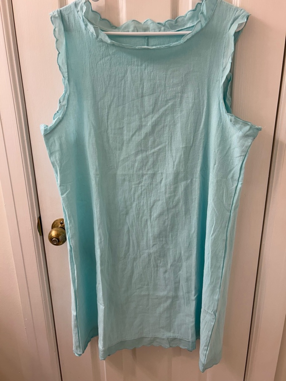 SHEIN Light Blue Sleeveless Scallop-Trim Dress NWOT